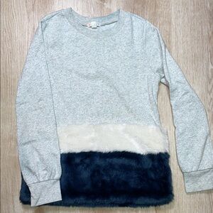 NWOT Crewcuts Sweatshirt Tunic Faux Fur Trim Girl’s size 12 Top Comfy Soft